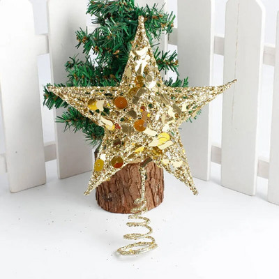 S/L Σιδερένια στολίδια Χριστουγεννιάτικου αστεριού Χριστουγεννιάτικο δέντρο Topper Xmas Party Sequin Χριστουγεννιάτικο πεντάγραμμο Πρωτοχρονιάτικο ντεκόρ Estrella Navidad
