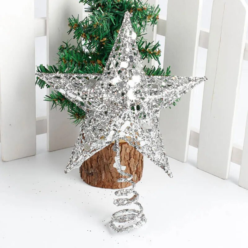 S/L Vas karácsonyi csillagdíszek karácsonyfa tetejére karácsonyi parti flitter Karácsonyi pentagram újévi dekoráció Estrella Navidad