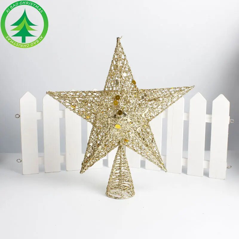 S/L Vas karácsonyi csillagdíszek karácsonyfa tetejére karácsonyi parti flitter Karácsonyi pentagram újévi dekoráció Estrella Navidad