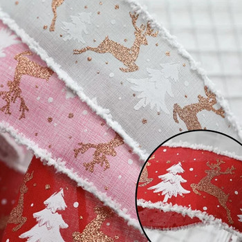 7CMx2M Коледна панделка за опаковане на коледна елха Декорации с лък Направи си сам плат завъртаща се лента Коледна лента за опаковане на подаръци