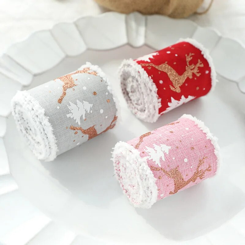 7CMx2M Božićna vrpca za omatanje božićnog drvca Mašnice Ukrasi DIY Vrtložna vrpca od tkanine Vrpca za omatanje božićnih darova