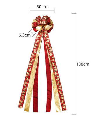 Χριστουγεννιάτικα στολίδια 1,3 μ. Τρίχρωμα ασορτί με μεγάλο φιόγκο Εγχειρίδιο Rough Edge Linen Diy Κορδέλα Χριστουγεννιάτικα στολίδια κρεμαστά