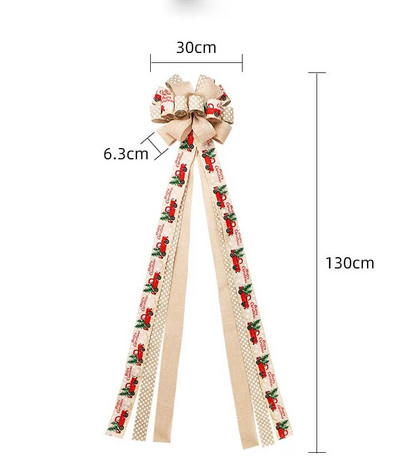 Božićni ukrasi od 1,3 m, velika mašna, velika mašna, ručna vrpca s grubim rubovima, vrpca za božićno drvce, viseći ukrasi