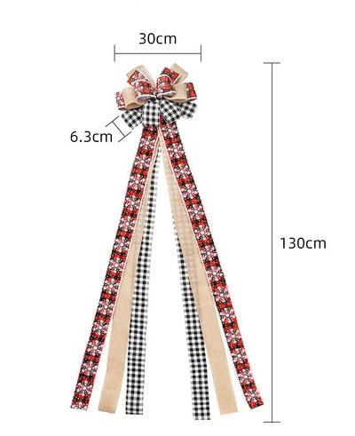 Božićni ukrasi od 1,3 m, velika mašna, velika mašna, ručna vrpca s grubim rubovima, vrpca za božićno drvce, viseći ukrasi