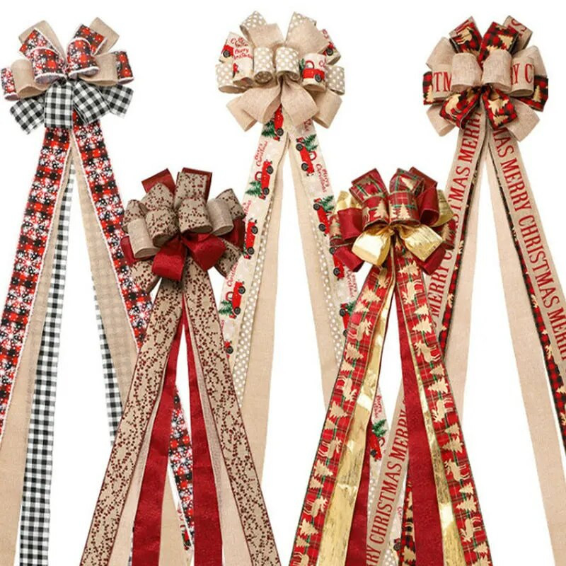 Božićni ukrasi od 1,3 m, velika mašna, velika mašna, ručna vrpca s grubim rubovima, vrpca za božićno drvce, viseći ukrasi