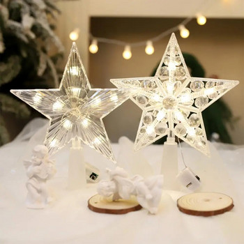 Декоративна звезда за коледна звезда Орнамент Празнична коледна елха, захранвана с батерии, за ваканционна декорация на дома Коледа