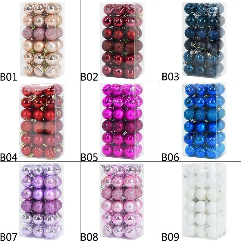 Viseća kuglica od 36 kom. Ukrasi za božićno drvce. Ukrasi od plastičnih božićnih kuglica. Privjesci za božićno drvce. Svadba. Novogodišnji dekor.