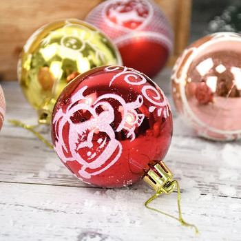 Коледна украса 2023 9 бр. Пластмасова коледна топка със снежинка Noel Navidad Новогодишен декор Коледна украса Декорация на коледно дърво