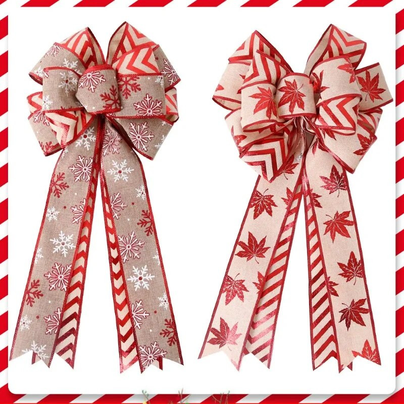 54x25cm fundă mare de Crăciun pentru brad de Crăciun funde de panglică cu fundă de pânză Decor de Crăciun Anul Nou Noel Natal Ornamente de Crăciun