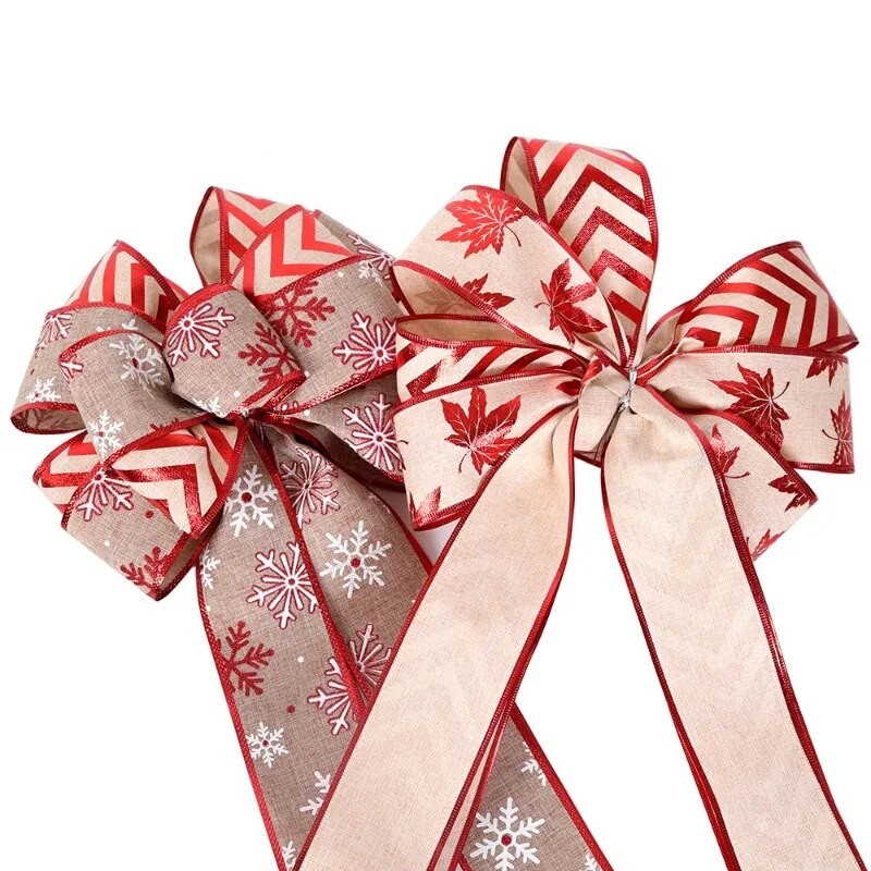 54x25cm fundă mare de Crăciun pentru brad de Crăciun funde de panglică cu fundă de pânză Decor de Crăciun Anul Nou Noel Natal Ornamente de Crăciun