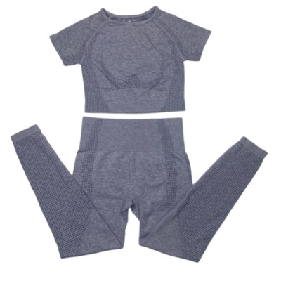 2-dijelno vitalno bešavno sportsko odijelo Ženska odjeća za vježbanje u teretani kratkih rukava Fitness Crop Top Bešavne tajice visokog struka Set za jogu