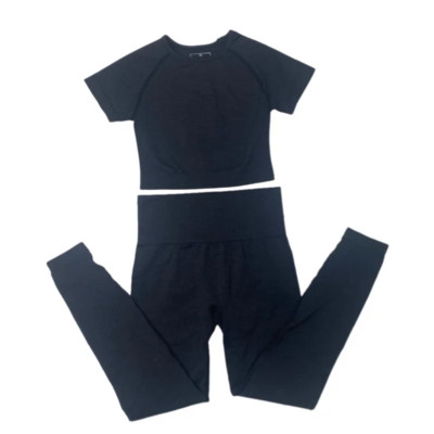 2-dijelno vitalno bešavno sportsko odijelo Ženska odjeća za vježbanje u teretani kratkih rukava Fitness Crop Top Bešavne tajice visokog struka Set za jogu