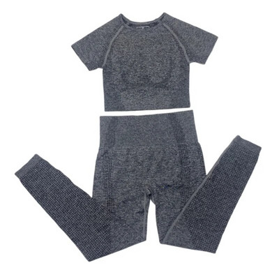 2-dijelno vitalno bešavno sportsko odijelo Ženska odjeća za vježbanje u teretani kratkih rukava Fitness Crop Top Bešavne tajice visokog struka Set za jogu