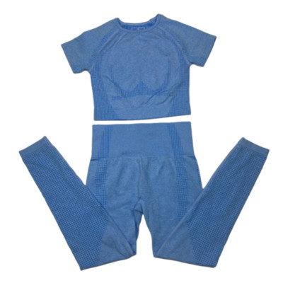 2-dijelno vitalno bešavno sportsko odijelo Ženska odjeća za vježbanje u teretani kratkih rukava Fitness Crop Top Bešavne tajice visokog struka Set za jogu