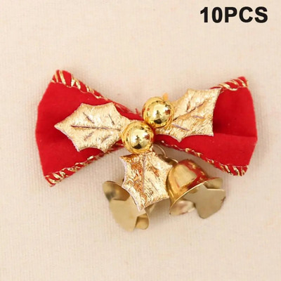 10 tk. Rippuvad jõulukaunistused Kuldpunane Kuldne sõlm kellukestega Jõulupuu kaunistused Uusaasta 2023 jõulukingitus