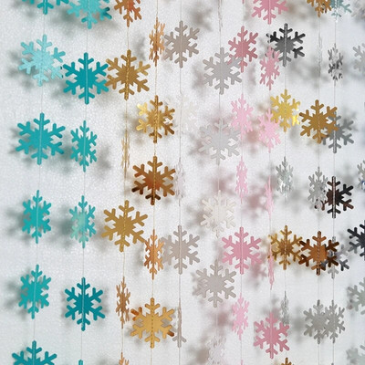 1 бр. Изкуствени снежинки Хартиени гирлянди Направи си сам Стенен таван Висящ банер Winter Frozen Party Decor Коледни орнаменти Декорация