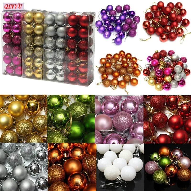 Mūsdienīgas 24gab 3cm Ziemassvētku balles plastmasas amatniecības putas Bauble Piekārtas Ziemassvētku eglītes dekors Kāzu mājas Ziemassvētku dekorēšanas piederumi 6ZHH181