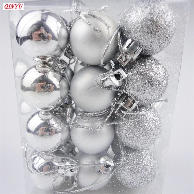 Mūsdienīgas 24gab 3cm Ziemassvētku balles plastmasas amatniecības putas Bauble Piekārtas Ziemassvētku eglītes dekors Kāzu mājas Ziemassvētku dekorēšanas piederumi 6ZHH181