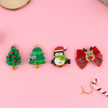 2 Коледни блестящи лъкове анимационни лосове Коледна елха празнични подаръци Сладки коледни фиби аксесоари за коса