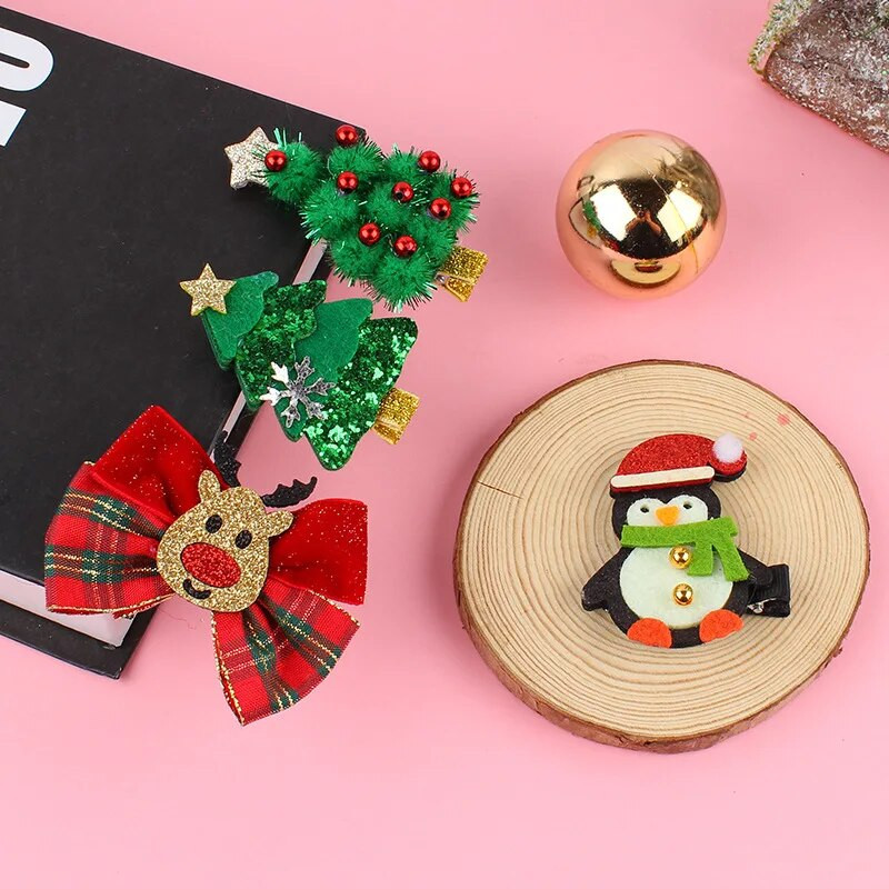 2 božićna svjetlucava mašna crtani los Božićno drvce blagdanski darovi Slatka božićna ukosnica dodaci za kosu