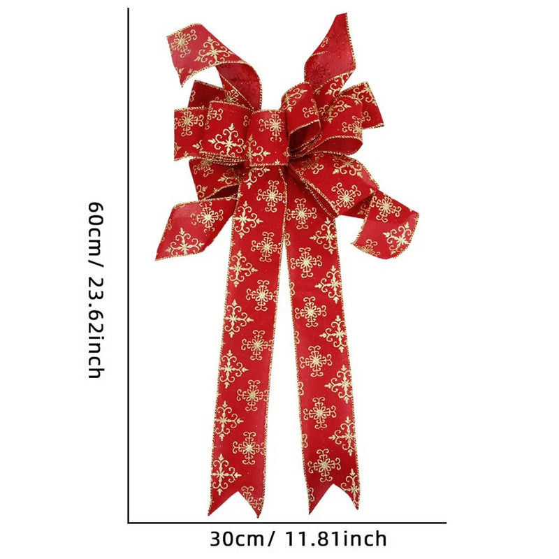 Veliki božićni ukras s mašnom, vintage mašna, vrpca, privjesak, vijenac za božićno drvce, viseći ukrasi za kućnu zabavu