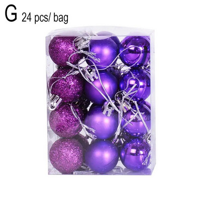24kom Božićne kuglice Ukrasi za Božićno božićno drvce 3cm Viseća kuglica Mini ukrasi za božićno drvce Više boja