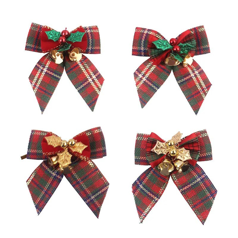 5db 8x8cm karácsonyi csokornyakkendő finom csokorcsomó kis harangokkal barkács masnik kézműves karácsonyfadísz karácsonyi ajándék masni