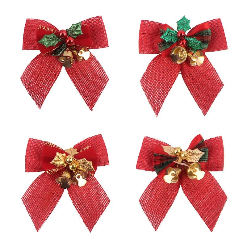 5db 8x8cm karácsonyi csokornyakkendő finom csokorcsomó kis harangokkal barkács masnik kézműves karácsonyfadísz karácsonyi ajándék masni