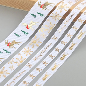 Коледен стил Полиестерна панделка Винтидж жична панделка Коледна щампована лента за коледни декорации и лъкове Занаяти