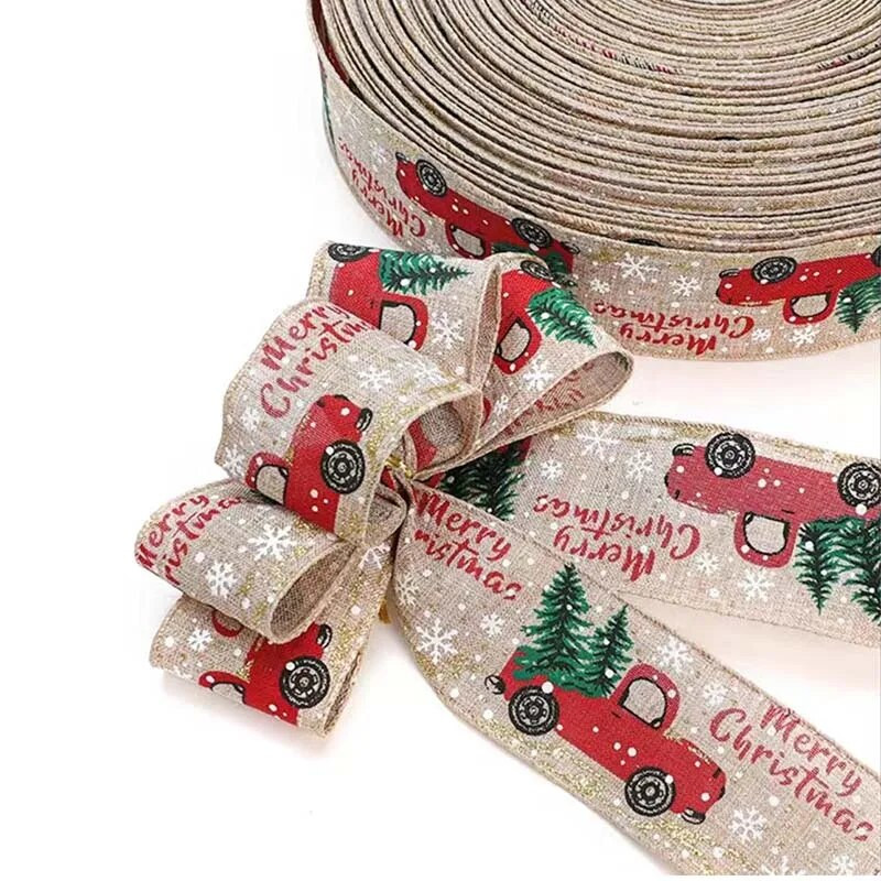 Božićna platnena vrpca 5/6,3*200 cm Djed Božićnjak Poklon kutija Božićna vrpca Žičana božićna jelka Auto Božićni ukrasi Potrepštine za zabavu