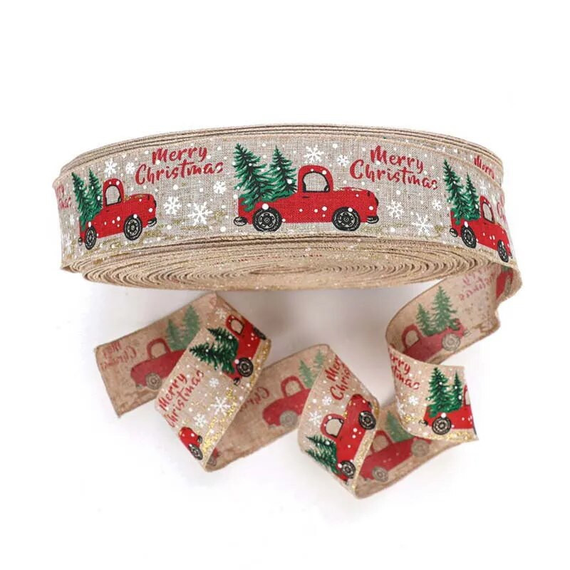Božićna platnena vrpca 5/6,3*200 cm Djed Božićnjak Poklon kutija Božićna vrpca Žičana božićna jelka Auto Božićni ukrasi Potrepštine za zabavu