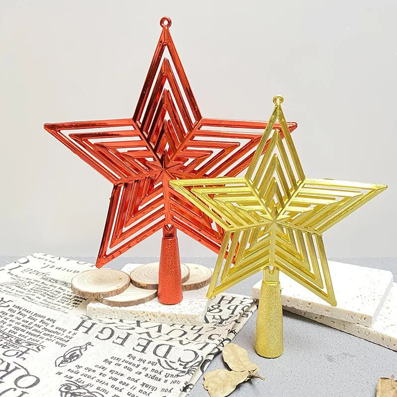 15/20 cm-es karácsonyfa tetejű üreges csillag karácsonyi újévi dekorációhoz Otthoni buli barkácskellékek Pentagram Treetop Ajándék Navidad Natal Noel