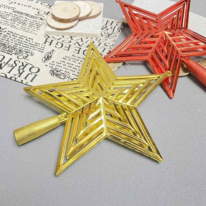 15/20 cm-es karácsonyfa tetejű üreges csillag karácsonyi újévi dekorációhoz Otthoni buli barkácskellékek Pentagram Treetop Ajándék Navidad Natal Noel