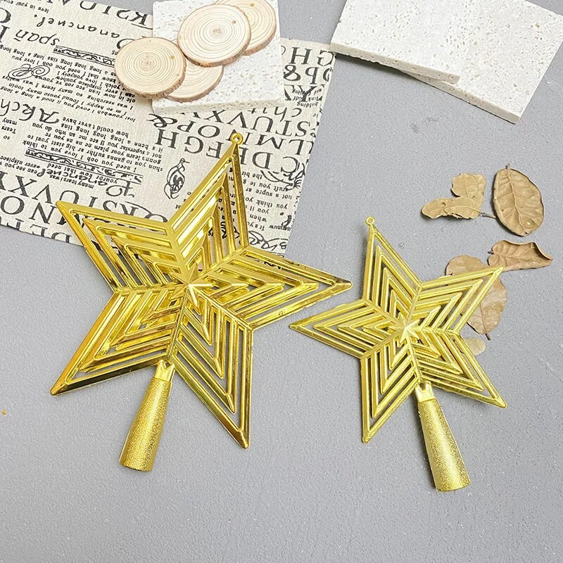 15/20 cm-es karácsonyfa tetejű üreges csillag karácsonyi újévi dekorációhoz Otthoni buli barkácskellékek Pentagram Treetop Ajándék Navidad Natal Noel