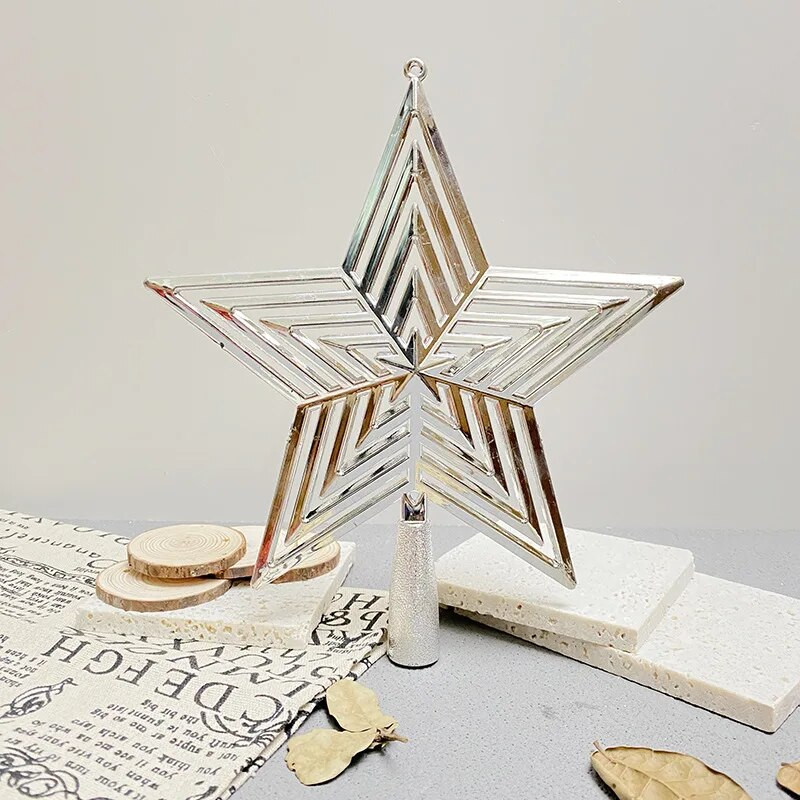 15/20 cm-es karácsonyfa tetejű üreges csillag karácsonyi újévi dekorációhoz Otthoni buli barkácskellékek Pentagram Treetop Ajándék Navidad Natal Noel