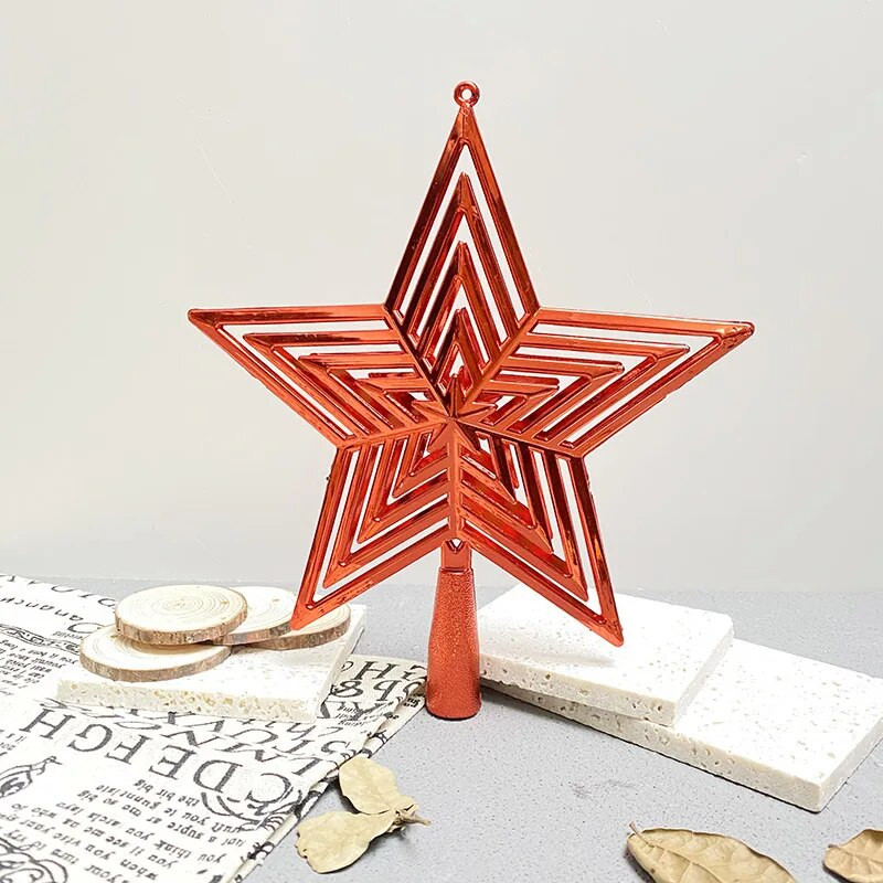 15/20 cm-es karácsonyfa tetejű üreges csillag karácsonyi újévi dekorációhoz Otthoni buli barkácskellékek Pentagram Treetop Ajándék Navidad Natal Noel