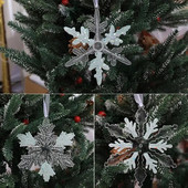 Akrila sniegpārsliņu rotājumi Mirdzoši rotājumi Ziemassvētku eglītēm Ziemas sniegpārsliņu dekors 1Gb balts dzirkstošs Ziemassvētku ornaments