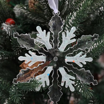 Ακρυλικά στολίδια με νιφάδες χιονιού Glitter στολίδια για χριστουγεννιάτικα δέντρα Χειμερινά στολίδια με νιφάδες χιονιού 1 τμχ Λευκό αστραφτερό χριστουγεννιάτικο στολίδι