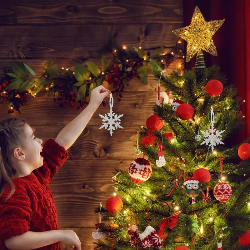 Akrila sniegpārsliņu rotājumi Mirdzoši rotājumi Ziemassvētku eglītēm Ziemas sniegpārsliņu dekors 1Gb balts dzirkstošs Ziemassvētku ornaments