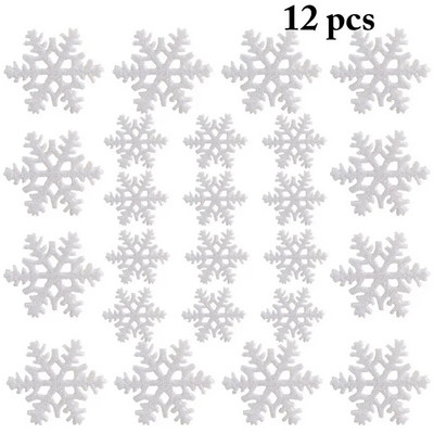 24PCS Коледна украса със снежинки Коледен миниатюрен орнамент Блестяща снежинка Смола Чар Бонсай Орнамент за фестивал