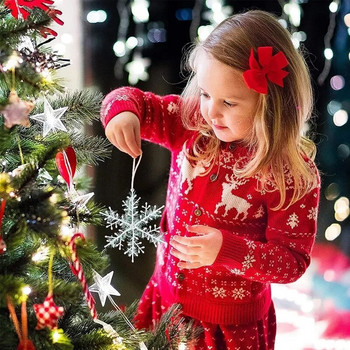 30 ΤΕΜ Τεχνητές νιφάδες χιονιού Λευκό Glitter Χριστουγεννιάτικο νιφάδα χιονιού Χριστουγεννιάτικο δέντρο Κρεμαστό μενταγιόν για το σπίτι Χειροτεχνία για πάρτι για το σπίτι
