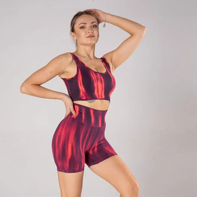 2vnt Moteriškas besiūlis jogos rinkinys, dviejų dalių komplektas, moteriška apranga, sportinė apranga, moteriškas kostiumas aukštu juosmeniu, sportinė liemenėlė, antblauzdžiai, kūno rengybos treniruokliai