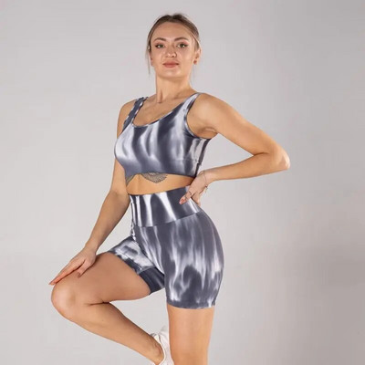 2vnt Moteriškas besiūlis jogos rinkinys, dviejų dalių komplektas, moteriška apranga, sportinė apranga, moteriškas kostiumas aukštu juosmeniu, sportinė liemenėlė, antblauzdžiai, kūno rengybos treniruokliai