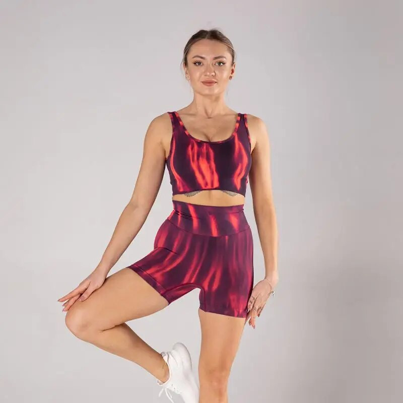 2vnt Moteriškas besiūlis jogos rinkinys, dviejų dalių komplektas, moteriška apranga, sportinė apranga, moteriškas kostiumas aukštu juosmeniu, sportinė liemenėlė, antblauzdžiai, kūno rengybos treniruokliai