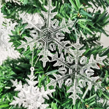 Изкуствена симулация на пластмасови снежинки Украса за домашна коледна елха Зимна страна на чудесата Парти украса Силно прозрачна