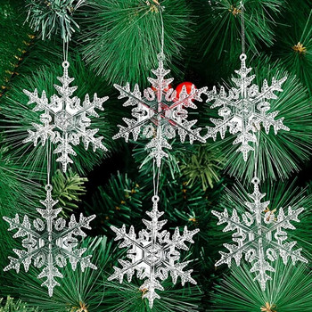 Изкуствена симулация на пластмасови снежинки Украса за домашна коледна елха Зимна страна на чудесата Парти украса Силно прозрачна