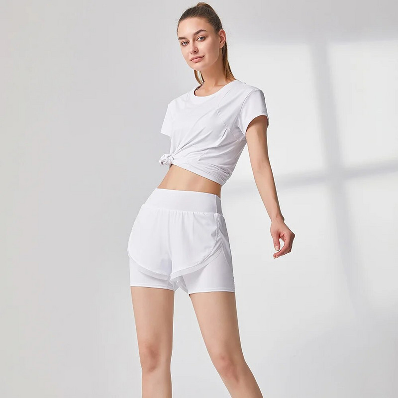 2023-as új nyári sport öltöny, gyorsan száradó, légáteresztő, laza szabadidős női edzőtermi fitnesz atlétikai futó jóga tornaruhák