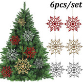 6 komada galvaniziranih pahuljica s privjeskom za božićno drvce, 10 cm svjetlucavih ukrasa za božićno drvce u obliku snježnih pahuljica