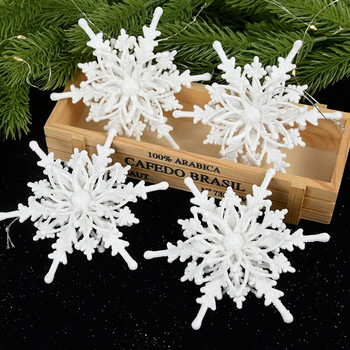 Χριστουγεννιάτικο μενταγιόν με νιφάδα χιονιού Ice λευκό 3D Snowflake Πλαστικό Glitter Χριστουγεννιάτικο Δέντρο Κρεμαστό Στολίδι για Πρωτοχρονιάτικο πάρτι Διακόσμηση σπιτιού