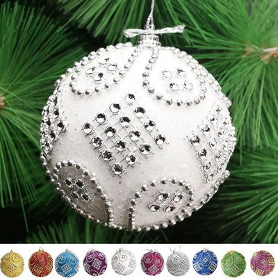 Коледни кристали от пяна Блестящи топки Винтидж блестящи 8CM Коледно дърво Орнамент Декоративна висяща коледна топка Нова година